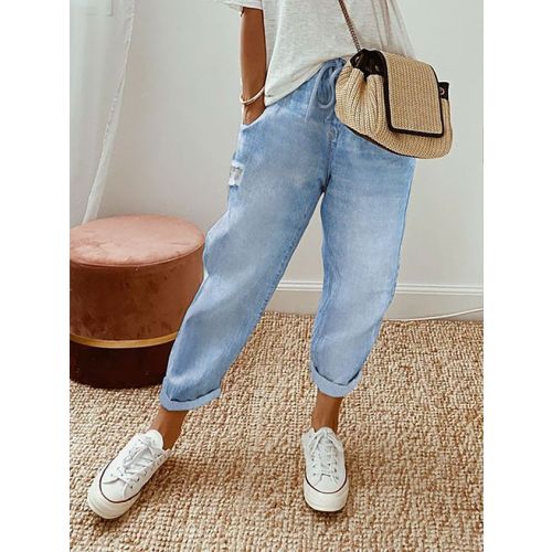 Plus Size Loose Plain Casual Pants